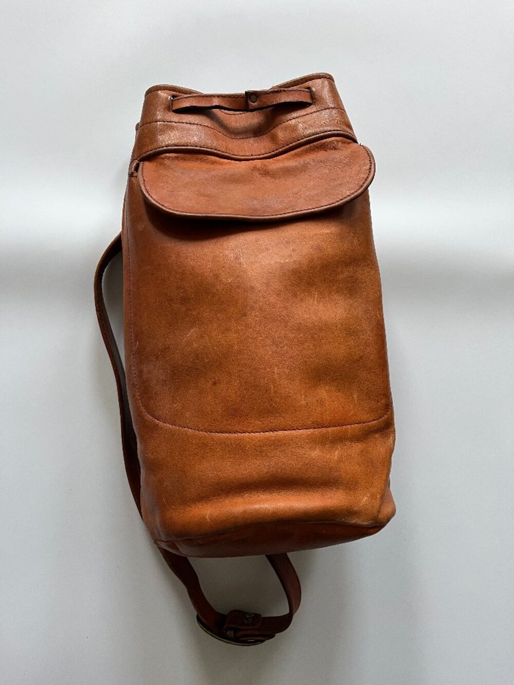 Vintage Brown Leather One Strap Bucket Shoulder Bag